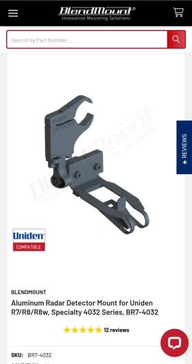 Blendmount Br7-4032 Aluminum Radar Detector Mount For Uniden R7/r8/r8w