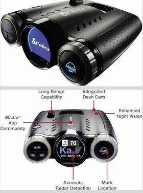 Cobra 1p227694-1222 Road Scout 2-in-1 Radar Detector Ka Band Dash Cam Long Range Night Vision