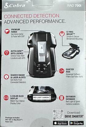 Cobra 700l Rad 700i Radar Laser Detector - Black 0180012-1