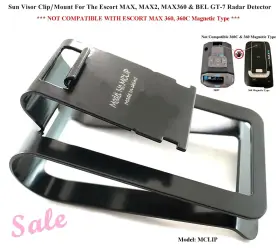 Escort 722589294303 Sun Visor Clip /mount Good For The Max Max2 360 Non-magnetic Type