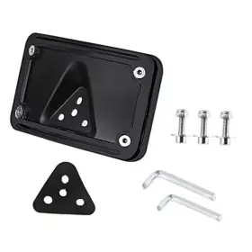 15631564 Ha Zhan Curved Laydown License Plate Mount Bracket For Harley 3 Hole Black