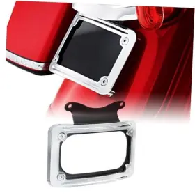 17031704 Ha Zhan Black Curved Laydown License Plate Mount Bracket For Harley 2010 Chrome