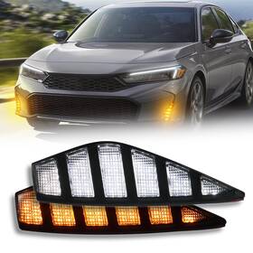 Pgtopone Pg-civic-drl25 Switchback White And Amber Led Front Bumper Fog Light Drl Sequential Turn