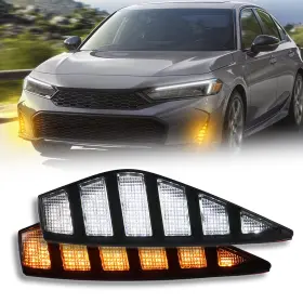 Pg-civic-drl25 Pgtopone Switchback White And Amber Led Front Bumper Fog Light Drl Sequential Turn