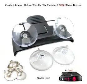 Radargun 722589294365 Valentine One V1 Gen2 Radar Detector Cradle/mount Bracket 4 Cups Release Wire