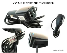Es2usb Radargun 6 Inch Multi-charger 2xusb Straight Power Cord For Uniden Valentine Radar Detector