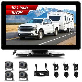 Sixwin A4417 4 Cameras Wired Backup Camera System With 10.1inch Ips Monitor For Truck Rv T