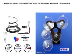 Uniden E30f U3c 10ft Long Hard Wire Mount Bracket And 6 Suction Cups For The Radar Detectors