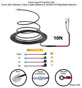 Rj11 V1 722589294242 Nice Completed Set Wire Kit For Escort Uniden Tel/rj11 Plug Radar Detectors
