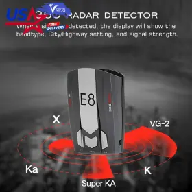 E301-c170 Vipjq E8 Car Electronic Dog Mobile Full Frequency Radar Speedometer English Russian