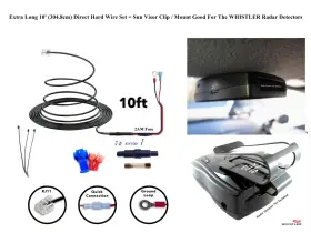 E29f Whistler Wclip 10ft 304.8cm Direct Hard Wire Set Sun Visor Clip For Radar Detectors