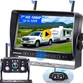 Zsmj 751940327855 Dohonest Fhd 1080p Digital Wireless Backup Camera Kit Built In Dvr 7ftft Monito