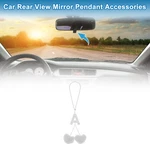 Letter Heart-shape Hair Ball Pendant Rear View Mirror Accessory White New. Price: $24.99.