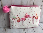 Zippered Flamingo Case With Pom Cosmetics School Office Supplies Valentine New. Price: $16.95.