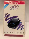 New In Box Whistler 280 Radar Detector With Power Cord And Visor Clip Mount Open. Price: $34.99.